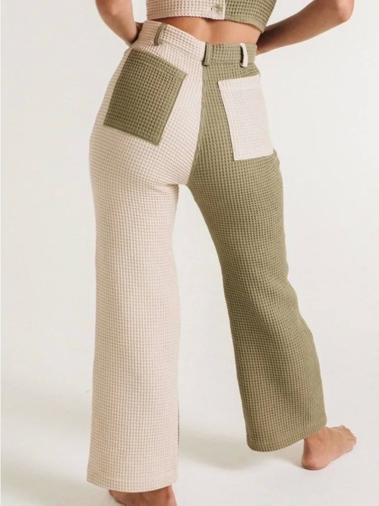 Aniela Parys Pants - ANIELA PARYS Women’s Apollo Waffle Two Tone Trouser Pants Small